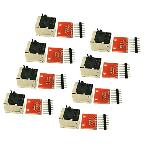 Almencla 8er Pack 8P8C Buchs Anschlüsse und -Steckverbinder Platte Stecker Breakout Board für Ethernet-Buchsen von Almencla