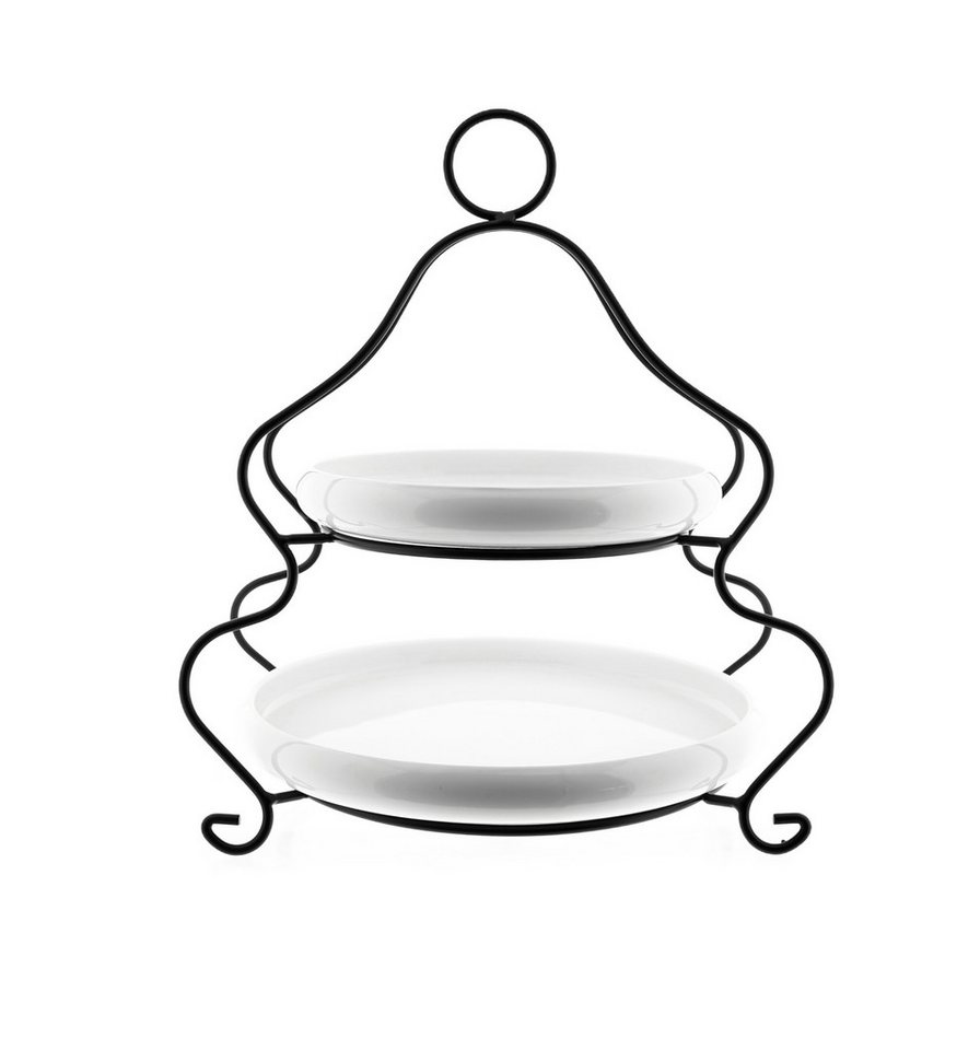 Almina Etagere Belicia Etagere 2-stöckig mit schwarzem Ständer Almina Etagere Belicia Etagere 2-stöckig mit schwarzem Ständer von Almina