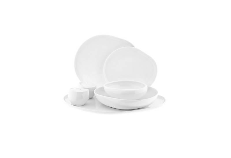 Almina Geschirr-Set Wave-Style aus hochwertigem Porzellan - 27-teilig für 6 Personen (27-tlg), 6 Personen, Porzellan, Tafelservice von Almina