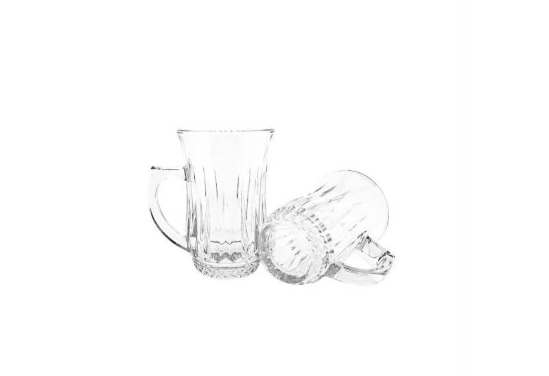 Almina Gläser-Set 6 Tlg Gläser-Set Teegläser Trinkgläser mit Henkel 155 ml Transparent von Almina