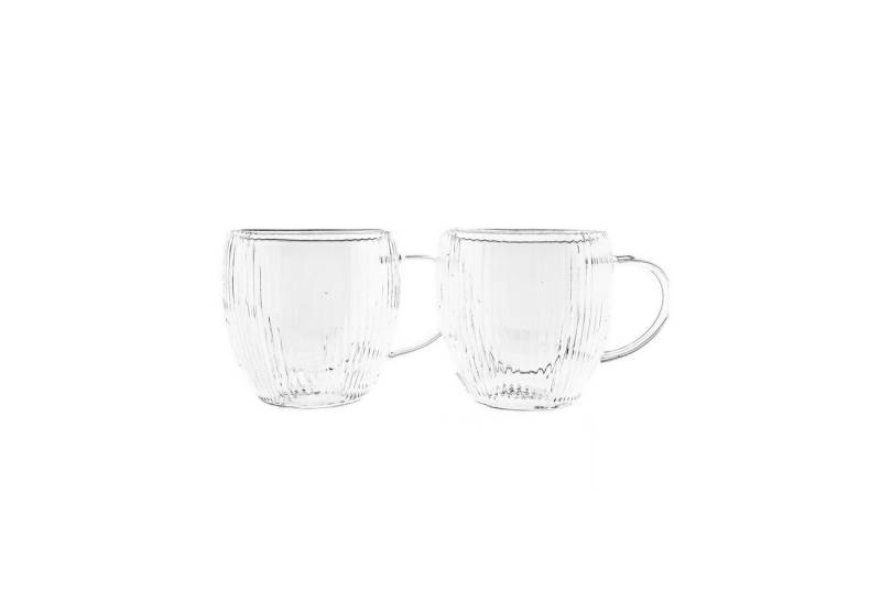Almina Gläser-Set "Freya Double" - Doppelwandig, 250 ml mit Henkel und Relief-Design von Almina