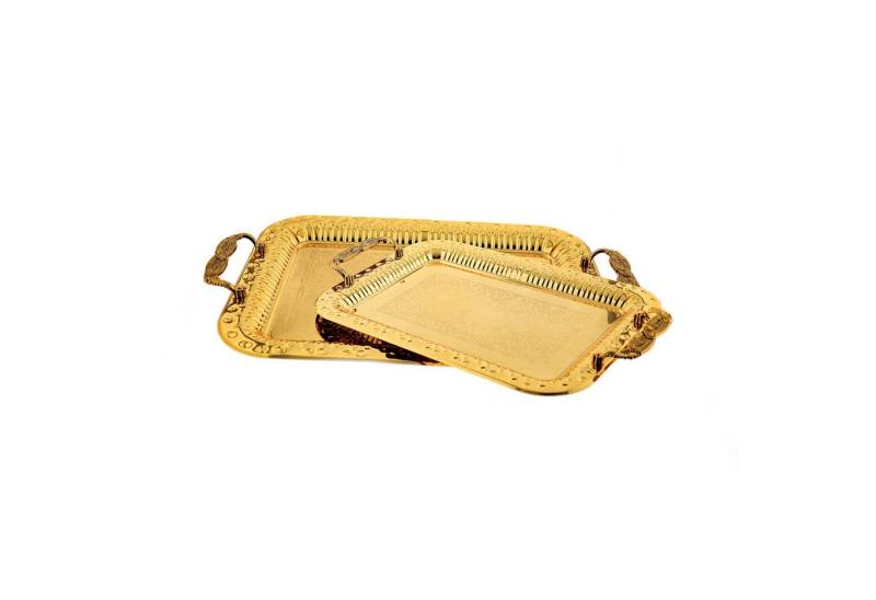 Almina Servierplatte 2-teiliges Serviertablett aus hochwertigem 18/10 Edelstahl, Edelstahl, (Packung, 2-tlg., 2er Set), 18/10-Edelstahl von Almina