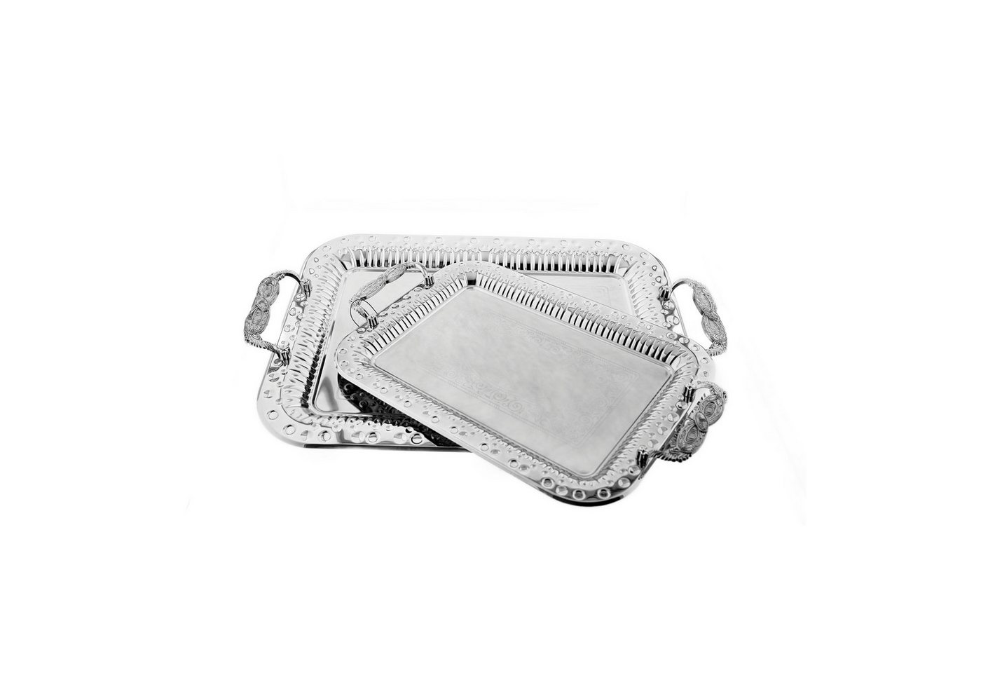 Almina Servierplatte 2-teiliges Serviertablett aus hochwertigem 18/10 Edelstahl, Edelstahl, (Packung, 2-tlg., 2er Set), 18/10-Edelstahl von Almina