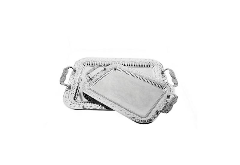 Almina Servierplatte 2-teiliges Serviertablett aus hochwertigem 18/10 Edelstahl, Edelstahl, (Packung, 2-tlg., 2er Set), 18/10-Edelstahl von Almina