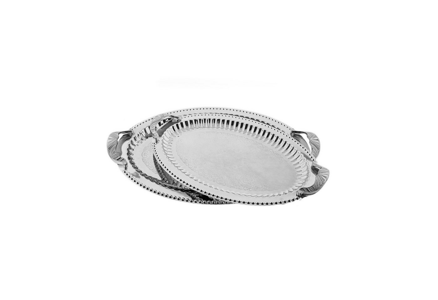 Almina Servierplatte aus hochwertigem 18/10-Edelstahl - Elegant & Zeitlos - 2er Set, Edelstahl, (Packung, 2-tlg., 2er Set), 18/10-Edelstahl von Almina