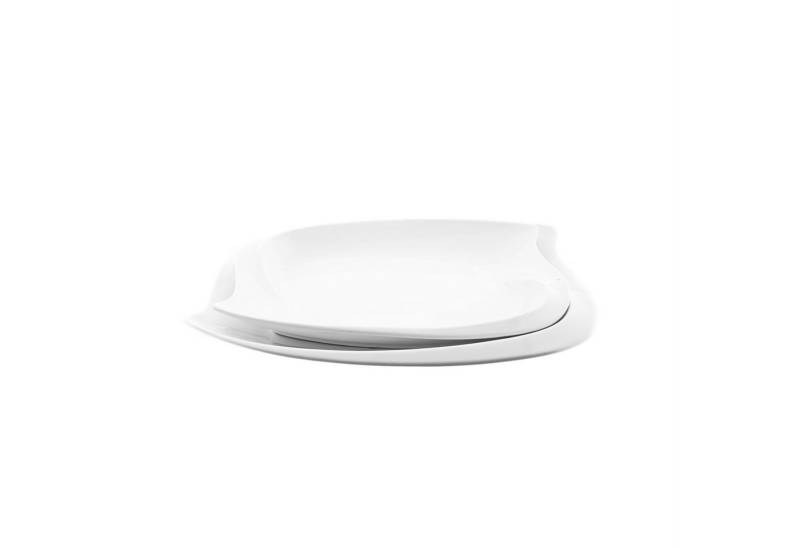 Almina Servierteller Set 2 Tlg. mit abgerundeten Ecken aus Porzellan Serviceteller Weiß, (2-tlg) von Almina