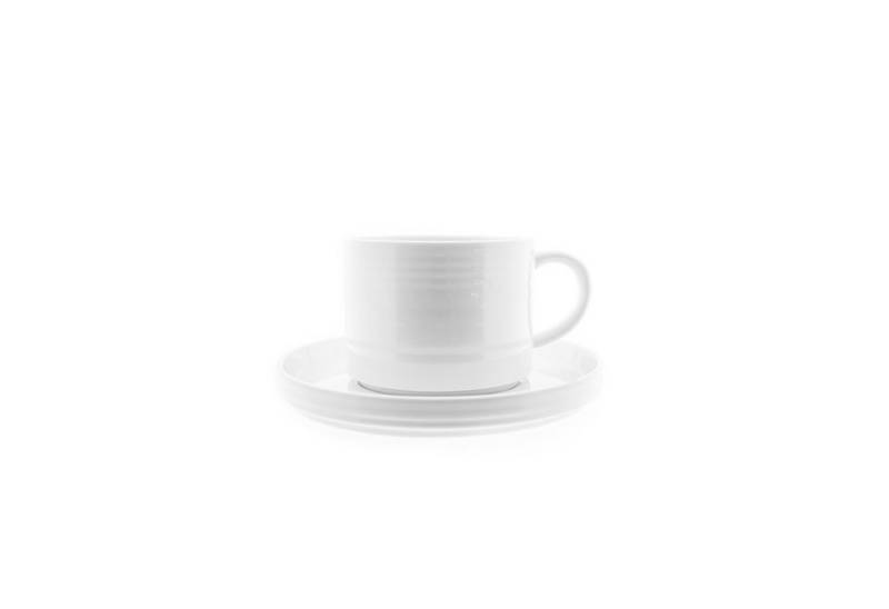 Almina Tasse Kaffeetassen-Set mit Untertasse in Weiß aus Porzellan 220 ml 12-teilig von Almina