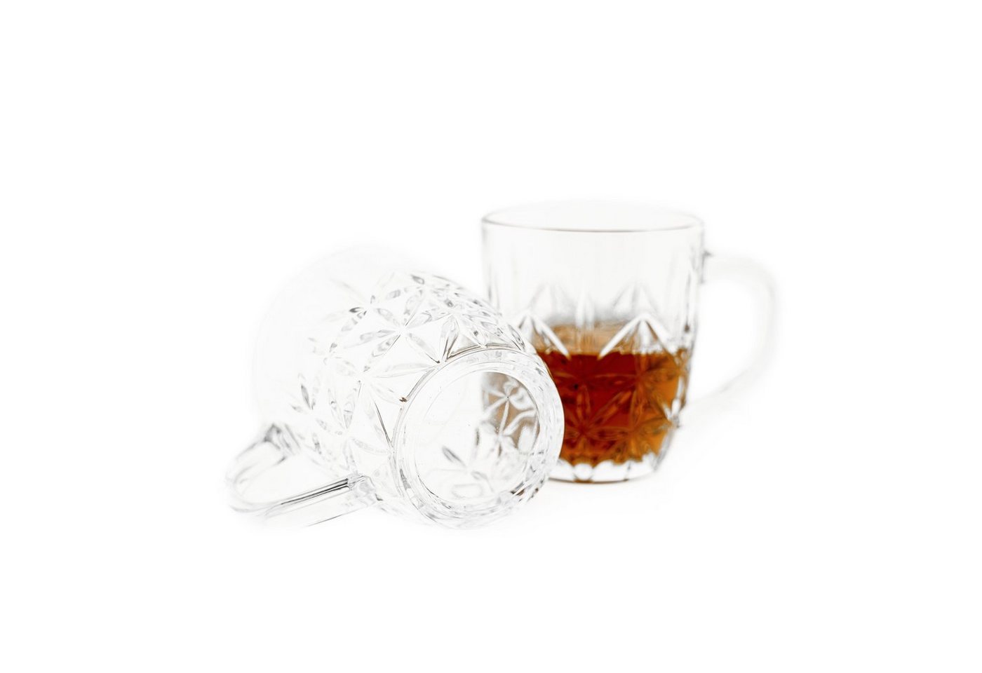 Almina Teeglas 6er-Gläser Set mit Henkel Teeglas Kaffeeglas Transparent mit Design von Almina