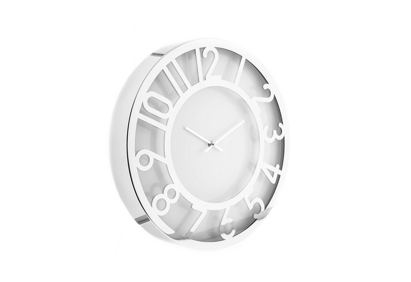 Almina Wanduhr Wanduhr ⌀60 cm mit Ziffern Weiß/Silber moderne Uhr für Ihr Zuhause von Almina