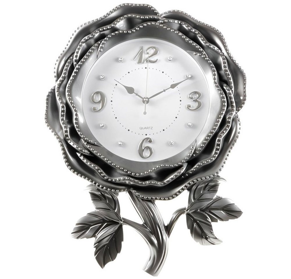 Almina Wanduhr Wanduhr Grey Rose mit Steinverzierungen Grau von Almina