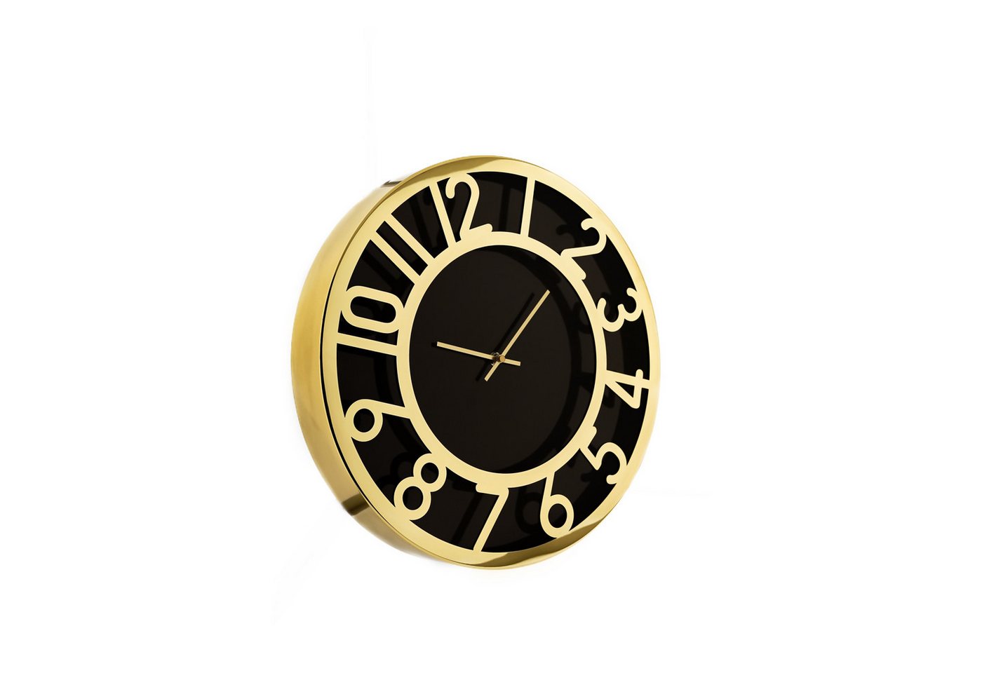 Almina Wanduhr Wanduhr in Schwarz/Gold mit Ziffern ⌀60 cm moderne Uhr für Ihr Zuhause von Almina