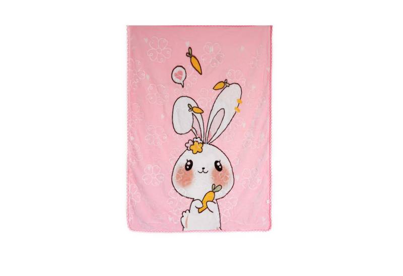 Babydecke aus 100% Polyester 100x130 cm mit Tieren und Blumen, Almina von Almina
