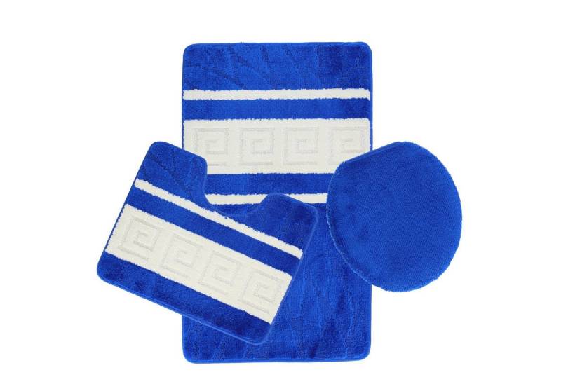Almina Badematte 3-Teilig Bad Garnitur - Badematte Badvorleger - Große Streifenmuster, Modernes Streifenmuster, Saugfähig, Weich, Rutschfest, 100% Polyproylen, mit Toilettendeckelabdeckung von Almina
