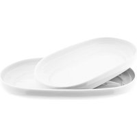 Belicia 2er Servierplatten Set Servierteller aus Porzellan in Weiß Hochglanz Oval von Almina