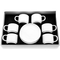 Mokka-Tassen-Set - 12 Teiliges Set weiß - Espressotasse 100 ml Gemustert von Almina
