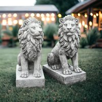 Große Löwen Statue | Gartenwächter Beton Zustand Auffahrt Dekor Outdoor Eingangsbereich Robuste Skulpturen Im Steinoptik von AlmondStone