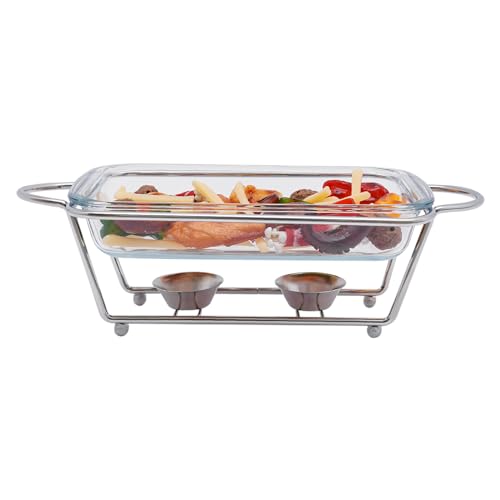 Alnemy Speisewärmer mit 2 x 1.5L Warmhaltebehälter 2 Kammer,Glasbehälter mit Glasdeckel Wärmebehälter,Familienessen weit verbreitet und eignet Sich zum Kochen in Mikrowellen und Öfen,Edelstahl Silber von Alnemy