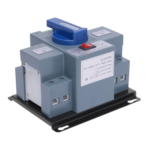 Automatischer Umschalter 63A 2P/4p, Home Dual Power,Automatischer Übertragungsschalter Switch Hutschiene,Netzvorrangschaltung,Netzumschalter, Notstrom,Automatischer Doppelleistungsumschalter (2P) von Alnemy