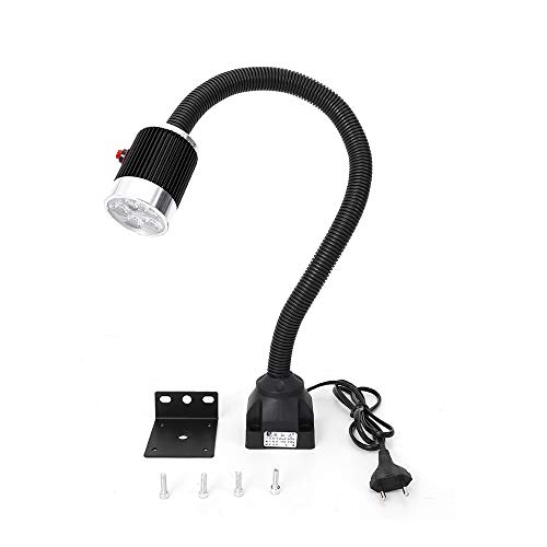 C-Typ-Klemme Flexibles Schwanenhals Licht 900 Lumen Led Arbeitslicht mit für Drehmaschine Cnc-Fräsbohrmaschine Nähmaschine Industrielle Beleuchtung Werkzeug Maschinenleuchte,Schwarz (Fester Sockel) von Alnemy