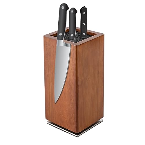 Magnetmesserblock,Magnetischer Messerblock ohne Messer, 360° drehbar Magnet Messerhalter aus Akazienholz, Hochwertiger Messerblöcke Küchenmesser Organizer mit Borsteneinsatz, Knife holder von Alnemy