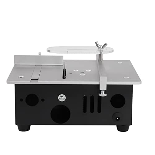 Mini-Tischkreissäge mit 96 W,aus Aluminiumlegierung,inklusive 4 Klingen,DIY-Holzbearbeitungsprojekte,Multifunktionale Tischsäge mit einstellbarem 7-Gang-Netzteil neinteiligem Design (Schwarz) von Alnemy
