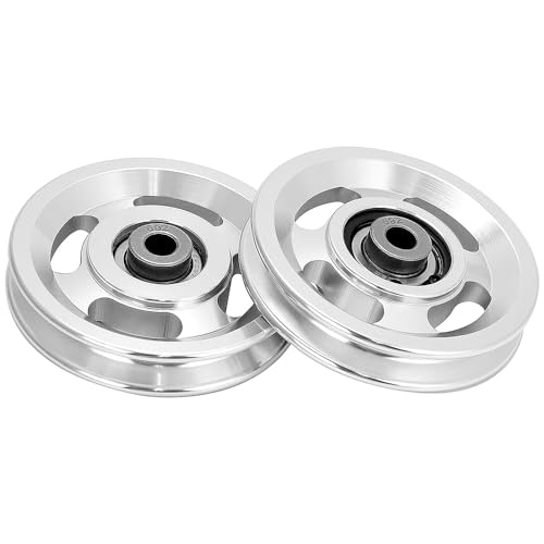 Alnicov 2 Stück 95 mm Seilrolle, Seilrolle aus Aluminiumlegierung, Umlenkrolle Stahlseil,Tragkraft 300 kg, für Sportgeräte, Garagentor-Rollensysteme von Alnicov