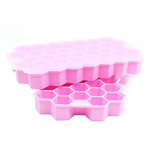 Alnicov Eiswürfelformen, 2 Stück, Upgrade 74 Hohlräume Eiswürfel Formen mit Deckel, einfach zu lösen, sechseckige Eiswürfelform für Whiskey, Cocktail, Bourbon und gekühlte Getränke (weiß) von Alnicov