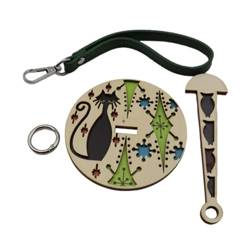 Alnicov Häkel-Garnhalter aus Holz für das Handgelenk zum Häkeln mit Lederarmband, tragbar, verhindert Garnverwicklungen beim Stricken und Häkeln, Strickzubehör (Katze) von Alnicov