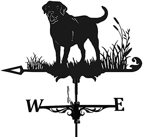 Alnicov Wetterfahne aus Metall, Vintage-Stil, schwarz, hohl, Windrichtungsanzeige für den Außenbereich, Garten, Dach, Koppel, Dekoration, Wetterfahne (Hund) von Alnicov
