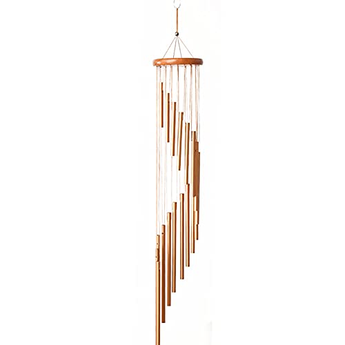 Alnicov Windspiele für den Außenbereich, Gedenktafel, Windspiel, 89,9 cm, mit 18 Röhren aus Aluminiumlegierung, für Garten, Terrasse, Haus und Innendekoration (goldfarben) von Alnicov