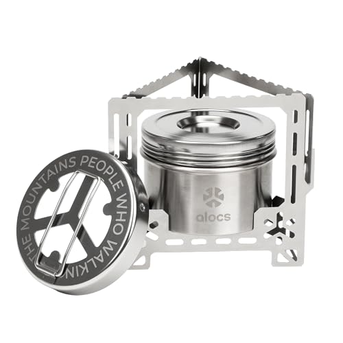 Alocs 2250W Alkoholkocher - Campingkocher mit versiegelter Abdeckung - Edelstahl Backpacking Solo Kocher mit faltbarem Ständer für Outdoor, Wandern, Survival, Klettern und Picknick Alocs 2250W Alkoholkocher - Campingkocher mit versiegelter Abdeckung - Edelstahl Backpacking Solo Kocher mit faltbarem Ständer für Outdoor, Wandern, Survival, Klettern und Picknick von Alocs