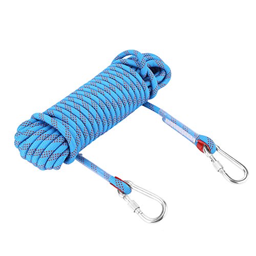 12mm Panchute Cord Nylon Paracord Fallschirmcord mit genähter Schnalle und Karabiner für Bergsteigen(20m) von Alomejor