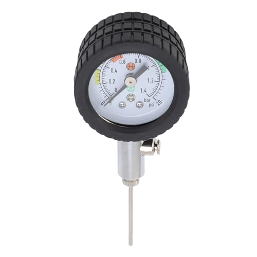 Alomejor Balldruckwerkzeug Genauer Analoges Luftmessgerät für Fußball -Fußballvolleyball, Hartes Metallgehäuse für die Sportliche Umgebung (mit Gummi -Ring) von Alomejor
