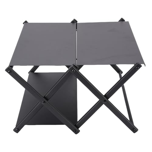 Alomejor Carbon -Stahl -Falt Camping Table mit 3 Schicht Tragbarem Regal BBQ Party Hinterhoftisch für Strandpicknick -Rucksackungen von Alomejor