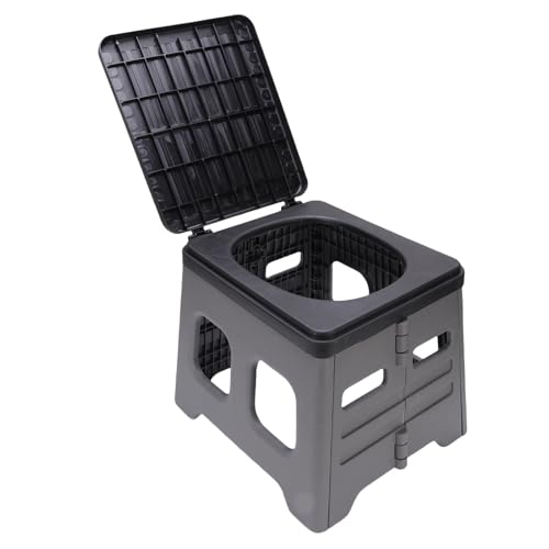 Alomejor Faltbare Autotoilette, Kompakte Tragbare Toilette mit Sicherem Deckel Zum Campenfischen Im Freien Im Freien (Grey) von Alomejor