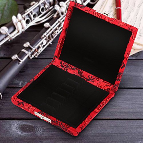 Alomejor Hölzerne Oboe Reeds Fall Aufbewahrungsbox 6 Reeds Halter mit Seidentuch Geschütztes Schutzdesign für Oboe Player Professionelle Studenten (Rot) von Alomejor