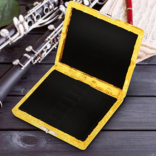 Alomejor Hölzerne Oboe Reeds Fall Aufbewahrungsbox 6 Reeds Halter mit Seidentuch Geschütztes Schutzdesign für Oboe Player Professionelle Studenten (YELLOW) von Alomejor