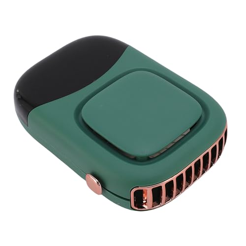 Alomejor Kompakter Hals -Hals -Lüfter mit Langer Akkulaufzeit, USB wiederaufladbarer Lüfter mit Nackengurt, Leistungsstarker Luftstromventilator für Outdoor Reisen, Leichtes Gewicht (GREEN) von Alomejor