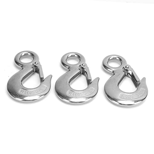 Alomejor Rost-Sof-Edelstahl-Schlupfhöhlenhaken mit Sicherheitsverriegelung, Zuverlässiger Augenhochshaken für Ingenieurkräne, 3pcs für Metallurgische Geräte (0.75T) von Alomejor