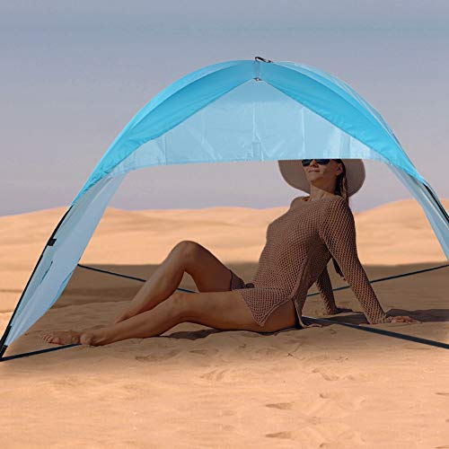 Alomejor Sandbeach Zelt Polyesterbeschichtung Doppelt Faltbart Tragbar von Alomejor