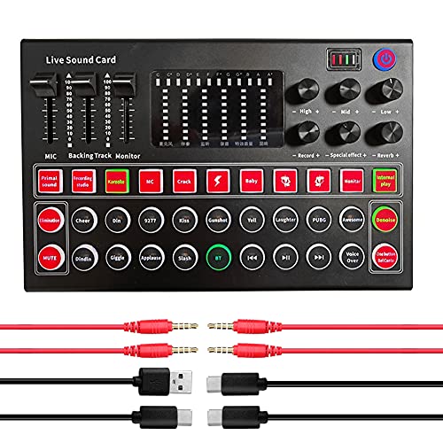 Alomejor Voice Mixer Externe USB -Soundkarte, Soundkarte Live Voice Mixer Multiple Effects Sound Card, M9 -Schnittstelle Externer USB -Soundkartenmixer von Alomejor