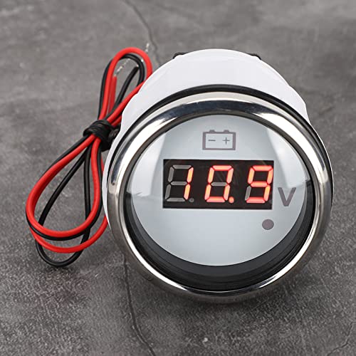 Alomejor Wasserdichte LED Digital 2 in Spannungsmesser IP67 Alarm für Autoboot, Edelstahl -Meeresvoltmeter -Display für Auto (WHITE) von Alomejor