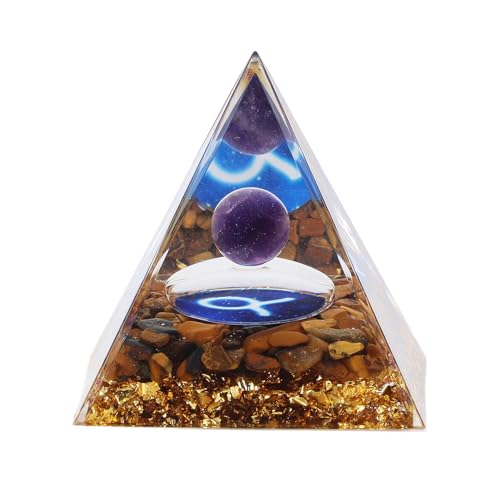 Alomejor Widerstandsfähige Energiepyramide, Handgefertigt, um Positive Energie einzuladen. Pyramidenstein aus Harz mit Sternbild (Stier) von Alomejor