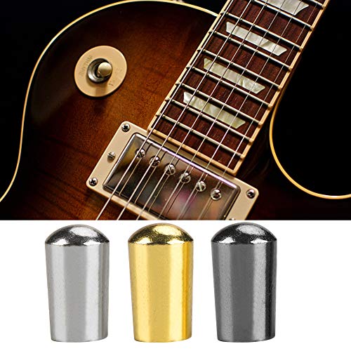 Gitarre Schalter Spitze, Gitarre Pickup Schalter Spitze Gitarre 3-Wege Schalter Gitarre Schalter Spitze Kupfer E-Gitarre Zubehör Schalter Kappe(3.5mm-Silber + Schwarz + Gold,) von Alomejor