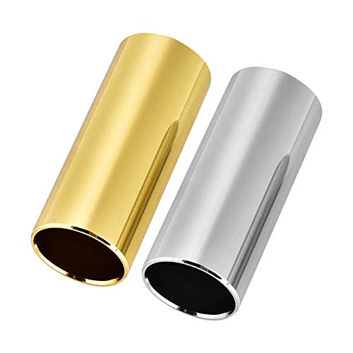 Gitarre Slide Set, 2 Stück Edelstahl Metall Bass Slide Gitarren Slide Set Professional Edelstahl Silber Slides von Alomejor