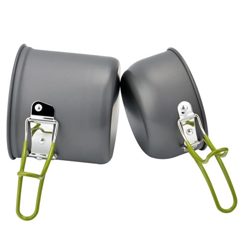 Outdoor Camping Cookware Utensils Set, Tragbares Aluminium -Nicht -Stick Geschirr, Kompaktes Speicherplatz Pot Pan Kit, Camping Kochgeschirr mit Faltbarem Griff Zum Wanderpicknick Rucksacking (Green) von Alomejor