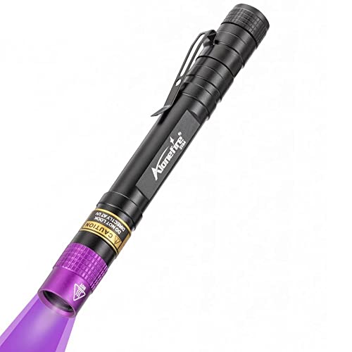 ALONEFIRE SV64 Mini 3 W UV-Taschenlampe, 365 nm, tragbar, ultraviolettes Schwarzlicht, sehr klein für Mineralien, Haustierurin-Detektor, Gelderkennung mit 2 AAA-Batterien von Alonefire