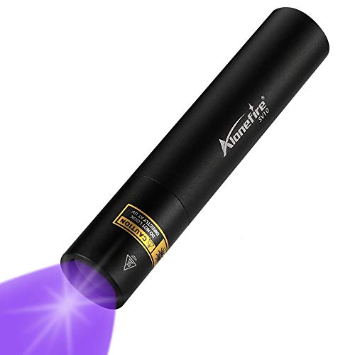 Alonefire SV10 5W UV Taschenlampe 365nm Tragbar USB Aufladbar Schwarzlicht Taschenlampe Haustier Urin Detektor für Harz, Angeln, Geocaching, Bernsteinsuche mit Ladestation, Eingebaute Batterie von Alonefire