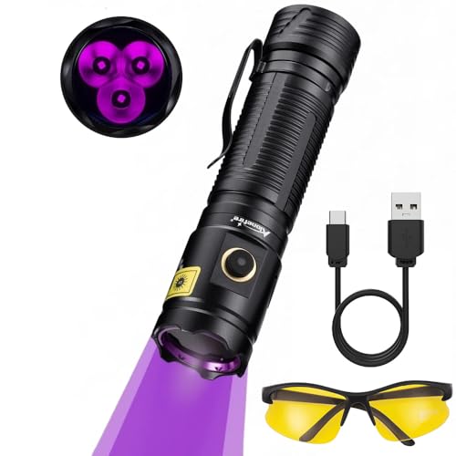Alonefire SV133 365nm UV Taschenlampe Stark Typ C USB Aufladbar Schwarzlicht Haustierurin Detektor Geld-Detektor für Aushärten, Angeln, Skorpion, Bernstein, Mineralien mit UV Schutzbrille, Batterie Alonefire SV133 365nm UV Taschenlampe Stark Typ C USB Aufladbar Schwarzlicht Haustierurin Detektor Geld-Detektor für Aushärten, Angeln, Skorpion, Bernstein, Mineralien mit UV Schutzbrille, Batterie von Alonefire