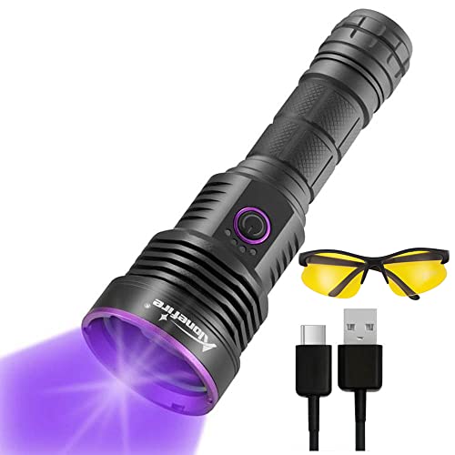 Alonefire SV43 UV-Taschenlampe, 36 W, 365 nm, wiederaufladbar, UV-Schwarzlicht, Haustier-Urin-Detektor für Harzhärtung, Angeln, Trockenkleber mit UV-Schutzbrille, Batterie im Lieferumfang enthalten von Alonefire